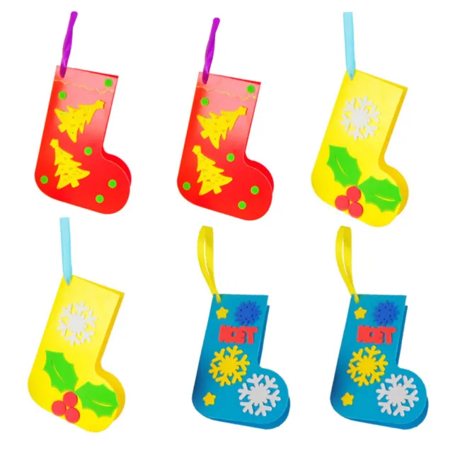 6 calcetines colgantes pequeños hágalo usted mismo para guardería de escuela infantil con tarjeta de felicitación