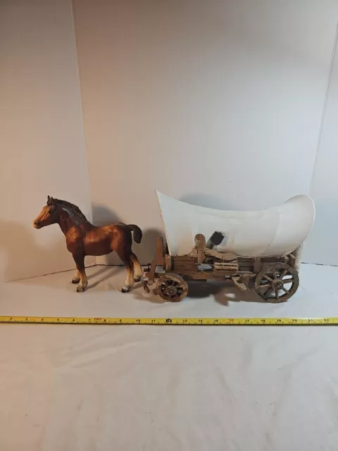 Canvas Covered Conestoga Pioneer Wagon With Very Rare Horse Very Detailed