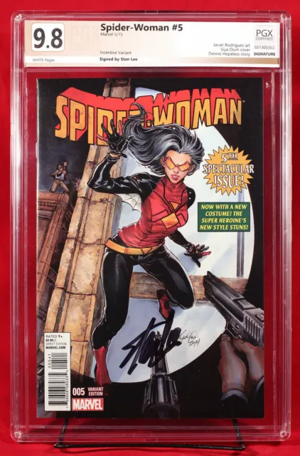 SPIDER WOMAN #5 Oum 1:50 Variant PGX 9.8 NM/MT signed by STAN LEE HTF!! + CGC!!!
