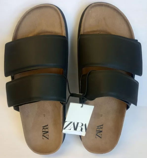 NEW ZARA MEN Double Strap Sandals Black Sz 10 Eur 43 /Ch5/12 $29.99 ...