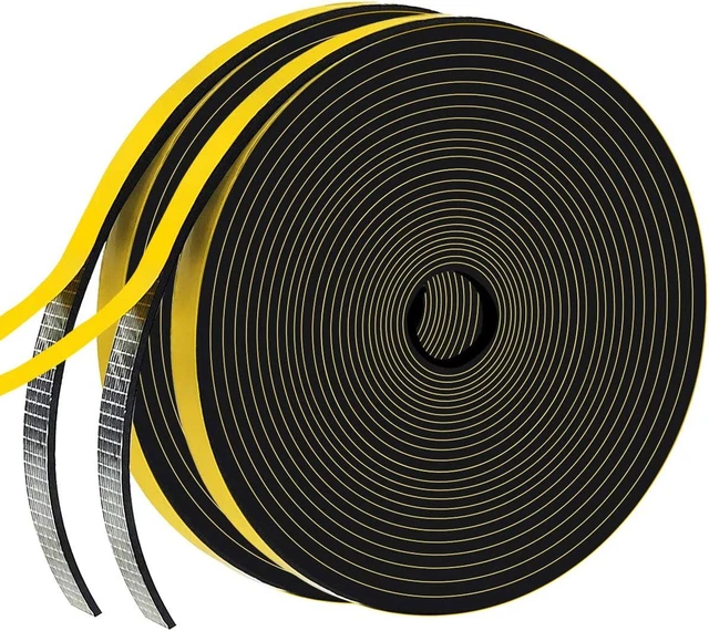 Weather Stripping Door Seal 1/2 In x 1/8 x 33 Ft x 2 Roll, Black
