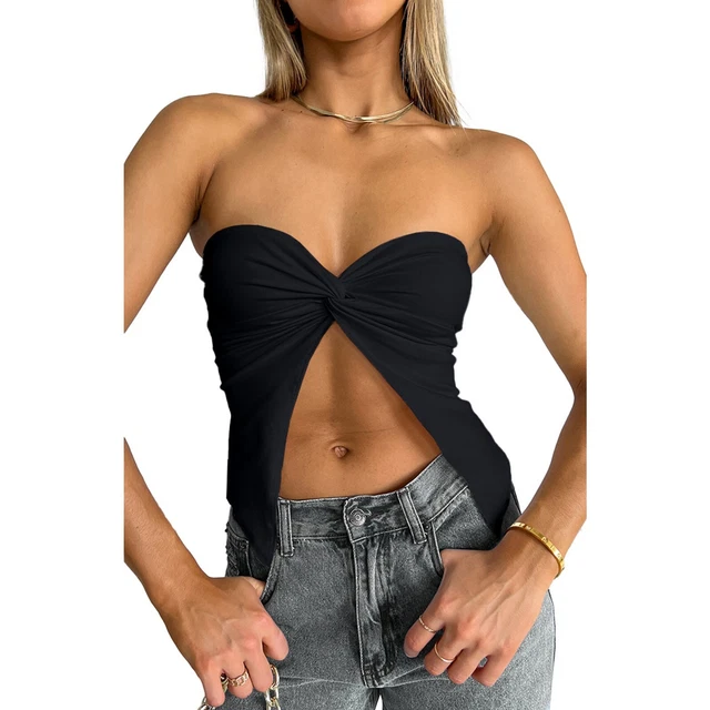Top da Donna Sexy Lieve Elasticizzato Morbido senza Spalline Estivo Viaggio 2