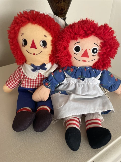 Vintage RAGGEDY ANN & RAGGEDY ANDY Dolls Applause & Play school 12” (A)