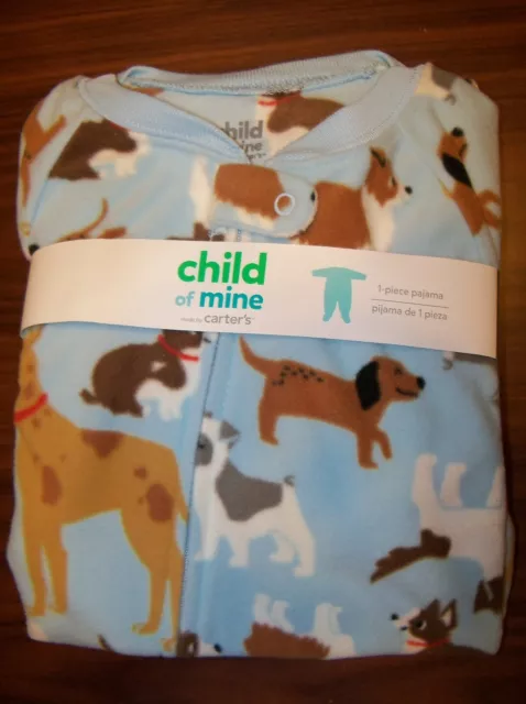 Carter's Child of Mine Dogs Puppies One Piece Footed Pajama Boys Size 4T NWT