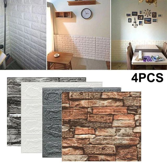 Pegatinas de pared 3D decoración de dormitorio azulejos 4 piezas fondo espuma cocina TV