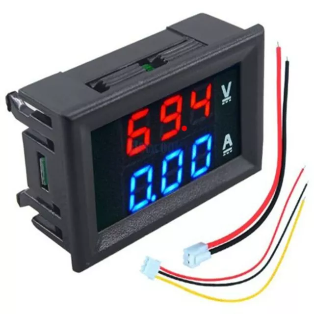 DC 0-100V 10A Voltmeter Ammeter Dual LED Digital Volt Amp Meter Gauge Blue+Red