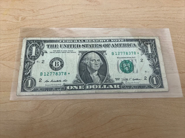 2009 $1 ONE DOLLAR BILL *Star Note* - serial number B 12778378*