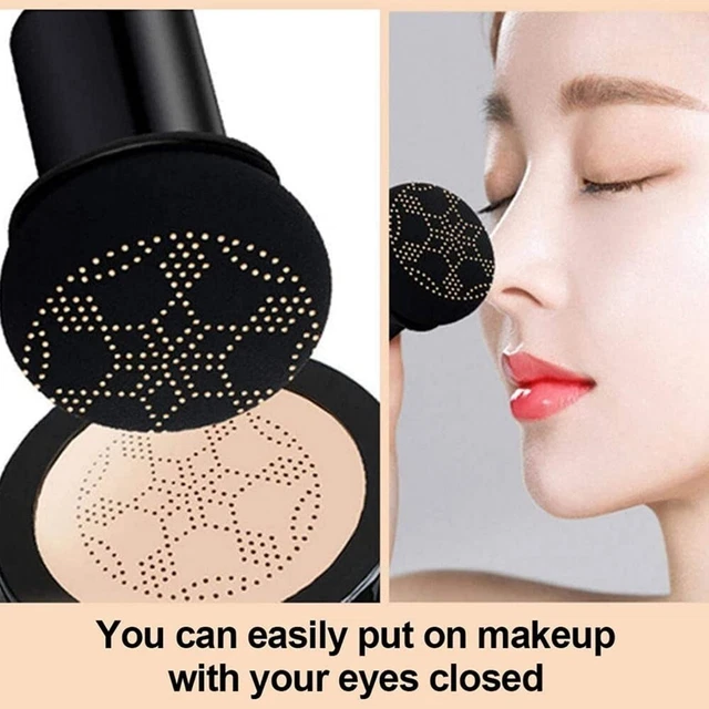 Ivory White Natural Mushroom Head Air Cushion With Mushroom Puff Sponge  Beauty