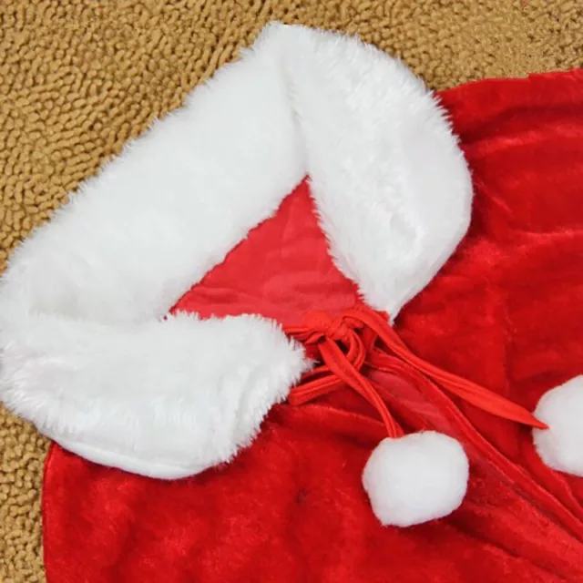 Women Girls Kid Christmas Cape Thicken Velvet Warm Red Short Santa Cloak Sha LW❤