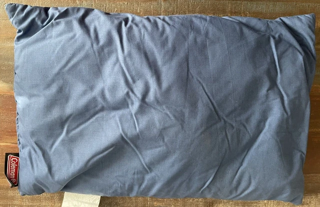 COLEMAN Camping Fold N' Go Polyester & Cotton Travel Blue Pillow 12" x 20"
