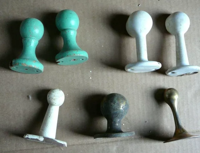 MIXED LOT of 7 WALL MOUNT DRAPE TOWEL ROD BRACKETS - BRASS IRON WOOD STEEL