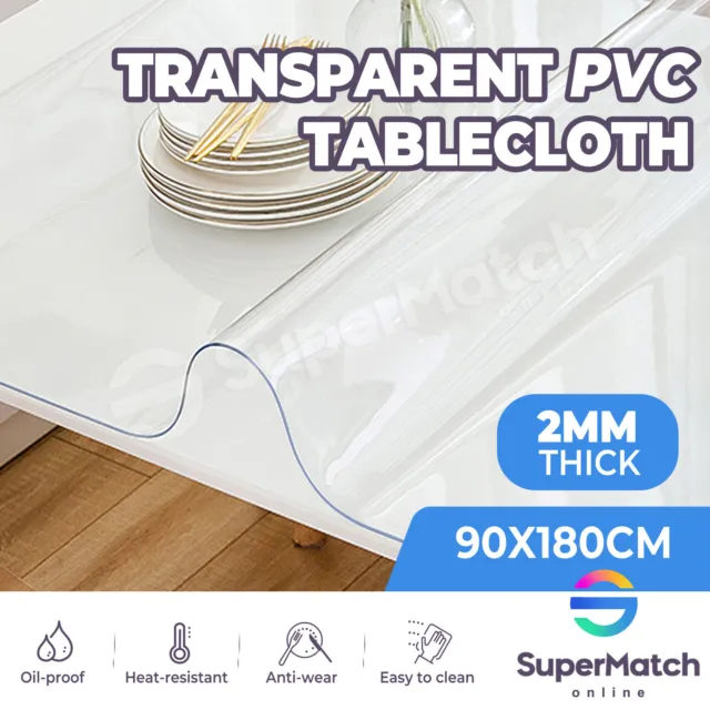 PVC Tablecloth Protector Clear Plastic Table Cloth Cover Heat Resistant 90x180cm