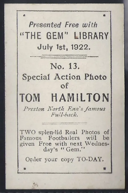 Edelsteinbibliothek - Fussball Special Action Foto Mf15 1922 - #13 - Preston - Tom Hamilton 2