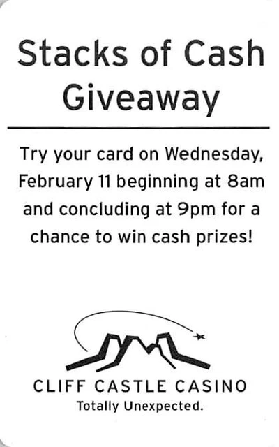 Cliff Castle Casino - Campe Verde, AZ - Special Issue Slot Card