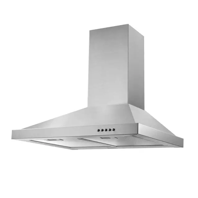 30inch Wall Mount Kitchen Range Hood Stainless Steel 450CFM 3-Speed Vent w/LED