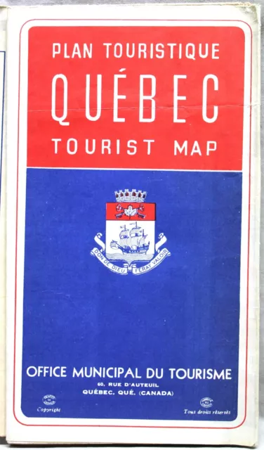 Quebec City Canada Tourists City Street Road Map Services Guide 1967 Vintage