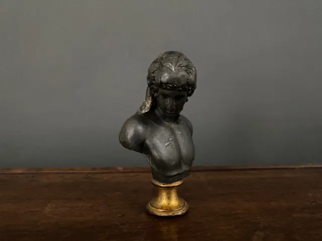 Buste gravé Eros en régule et bronze XIXe M3050