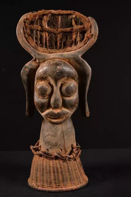 21672 Afrikanische Alte Kulango Fetig Aufsatkopf Figur / Figure DR Kongo