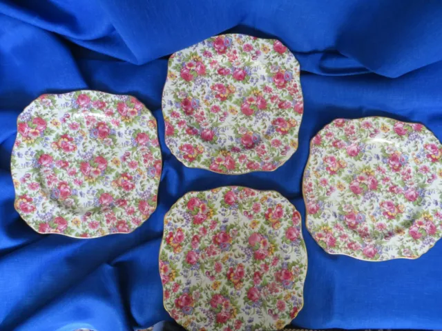 Royal Winton Grimwades Chintz Plates, Set of 4 "Summertime"