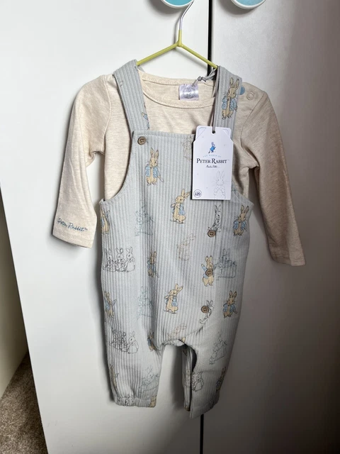 baby boy peter rabbit dungaree outfit set bundle 3-6 months TU BNWT long sleeve