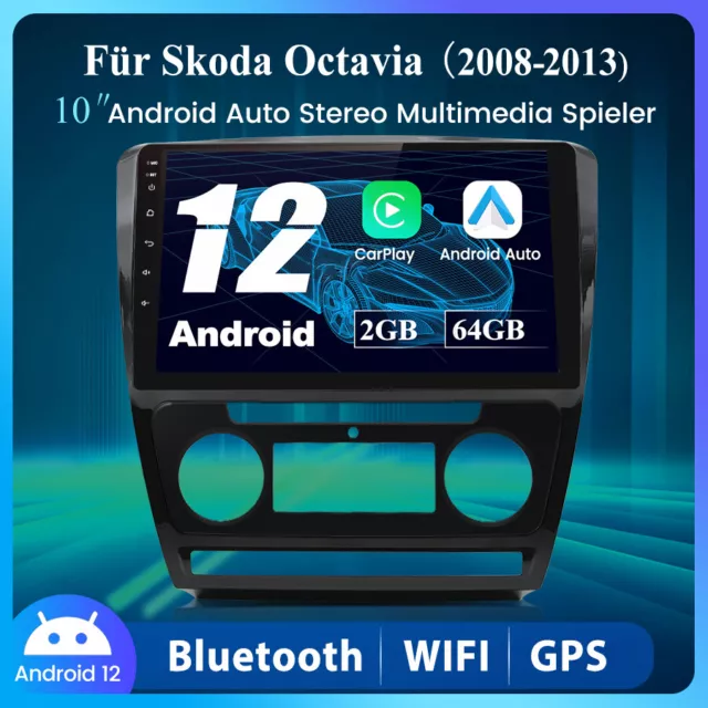 2+64G Autoradio Carplay GPS NAVI Für Skoda Octavia II 1Z3 1Z5 2008-2013 SWC WIFI