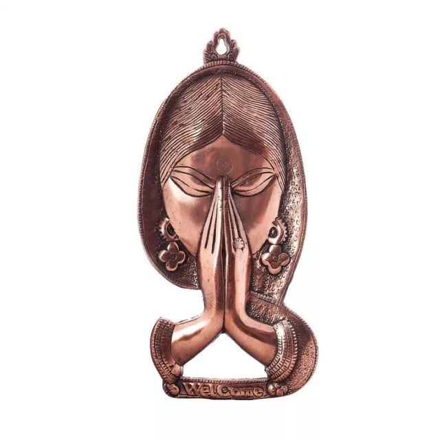 Welcome Lady Metal Wall Hanging Showpiece Statue For Home Office Decor