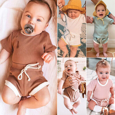 Neonato Ragazzi Ragazze Bambini Baby Bambino Cotone Top Pantaloni Corti Set di 6 mesi - 4 anni