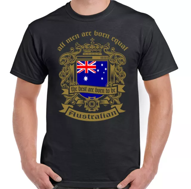 Australian T-Shirt Men Are Born Equal Australia Mens Flag Day Rugby Cricket Golf