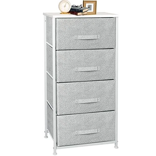 CONNOO 4 Drawer Fabric Dresser Storage Tower, Dresser Chest for 4 Drawers White