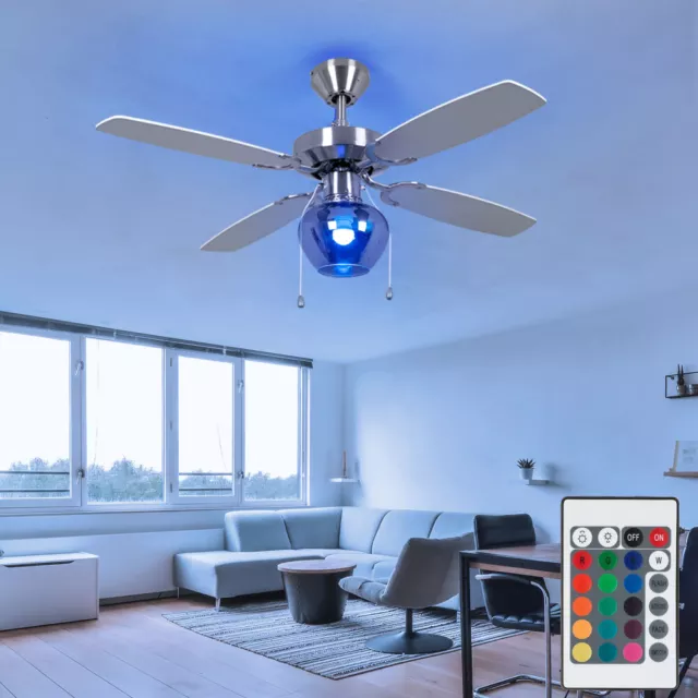 Ventilateur Plafonnier Ventilatorleuchte Verre Fumé RGB LED Télécommande