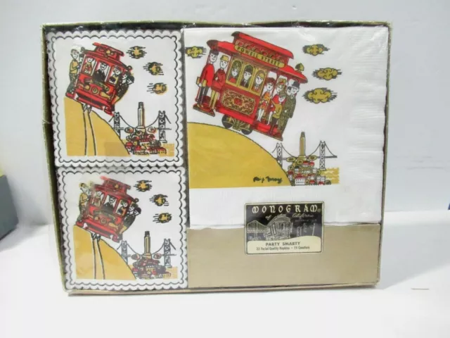 Powell Street Cable Car San Francisco Monogram Party Smart Napkins Coasters Nip