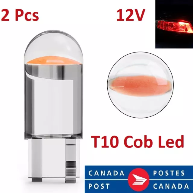 2x T10 LED COB 6000K Red W5W 168 Car Interior Dome Reading Map Marker Light 12V