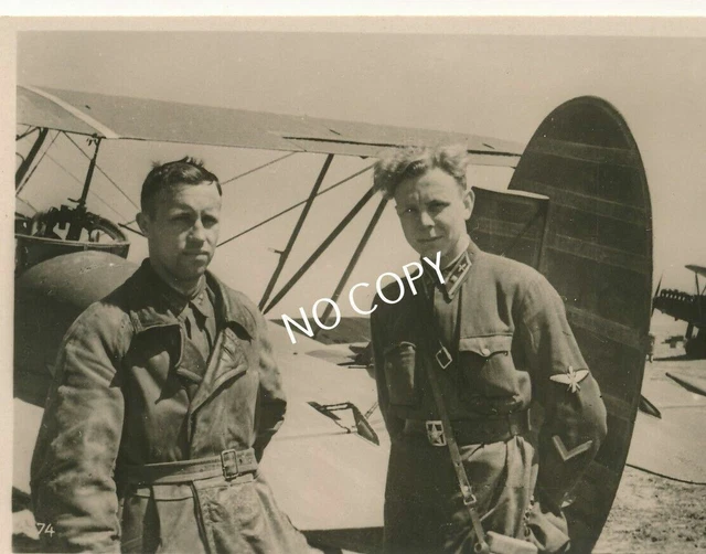 Deutsche Luftwaffe 2 Weltkrieg Piloten FOTO WK 2 Piloten Luftwaffe Doppeldecker Flugzeug Feldflugplatz