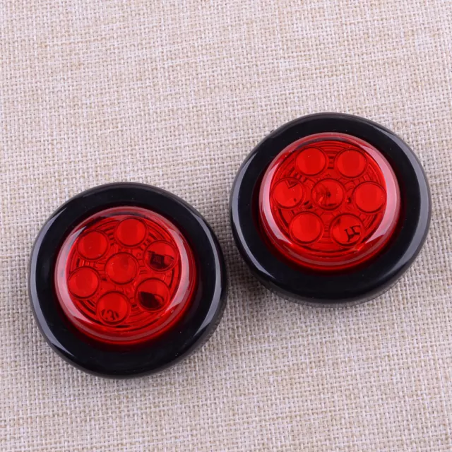 2pcs 2" Car Trailer Truck RV LED Red Round Side Marker Clearance Light Lamp