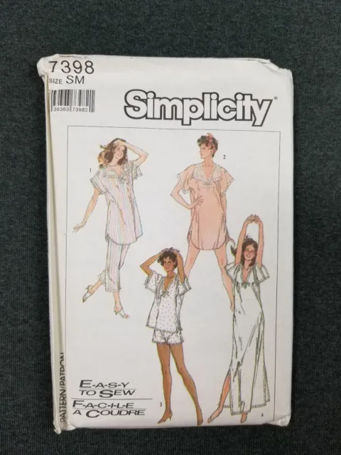 Simplicity Pattern #7398 ~ Nightgown Sleepwear Pajamas ~ Misses 10-12 ~ FF/UC