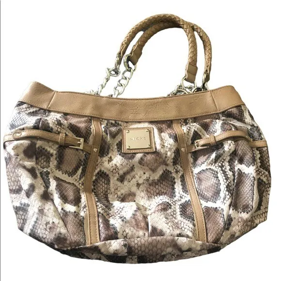 Miche Bianca Faux Leather Snake Print Demi Bag Braided Straps Base Bag & Shell