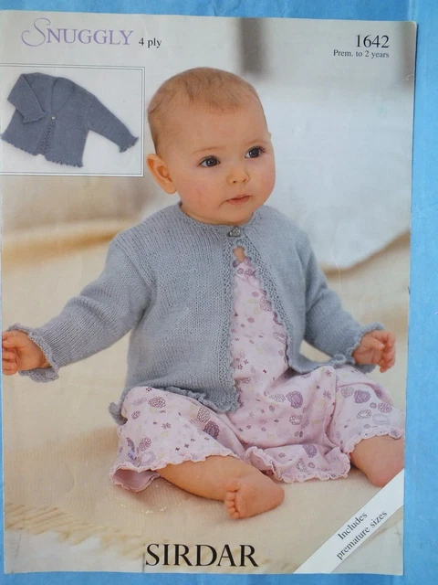 SIRDAR SNUGGLY 1642 12-22" PREM BABY GIRL FRILL EDGE CARDIGAN 4ply KNIT PATTERN