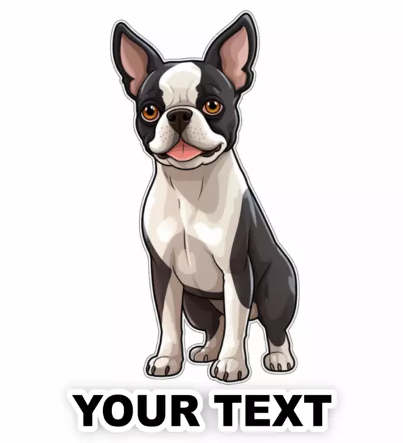 Set of 2 Boston Terrier Dog Decal Stickers with Free Custom Text