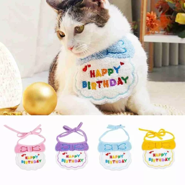 Happy Birthday Cat Accessories Pet Bib Dog Crown Hairpin Neckerchief Cat Scarf