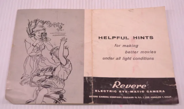 Revere Electric Eye Matic Camera Helpful Hints User's Guide Instruction Manual