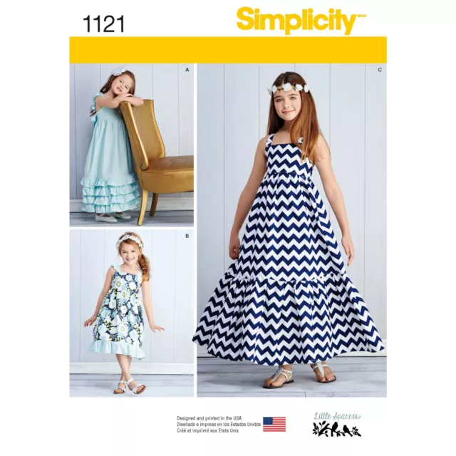 Simplicity SEWING PATTERN 1121 Childs/Girls Pullover Dresses 3-6 Or 7-14