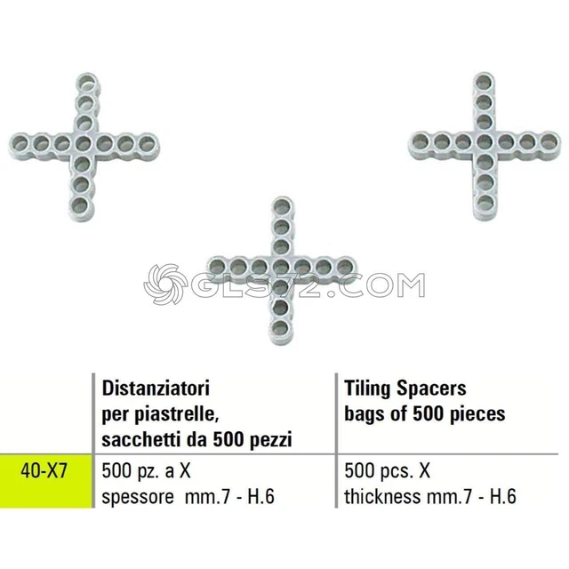 DISTANZIATORI A X PER PIASTRELLE SIGMA 40-X7 A SPESSORE  mm 7 - H. 6 500 PEZZI