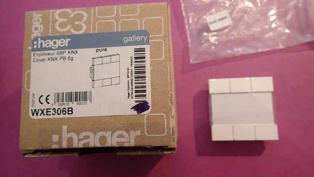 Hager Wxe306B - Doigt Enjoliveur 6 boutons poussoirs KNX gallery pure Blanc