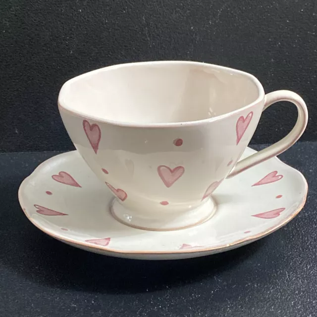Whittard Of Chelsea Cup & Saucer - ROSA 2005 - Pale Pink - Hand painted