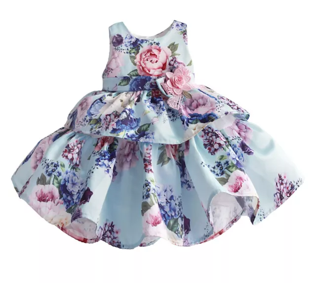 Vestito Cerimonia Abito Bambina Compleanno Stampa Fiori Girl Party Dress DGZF055