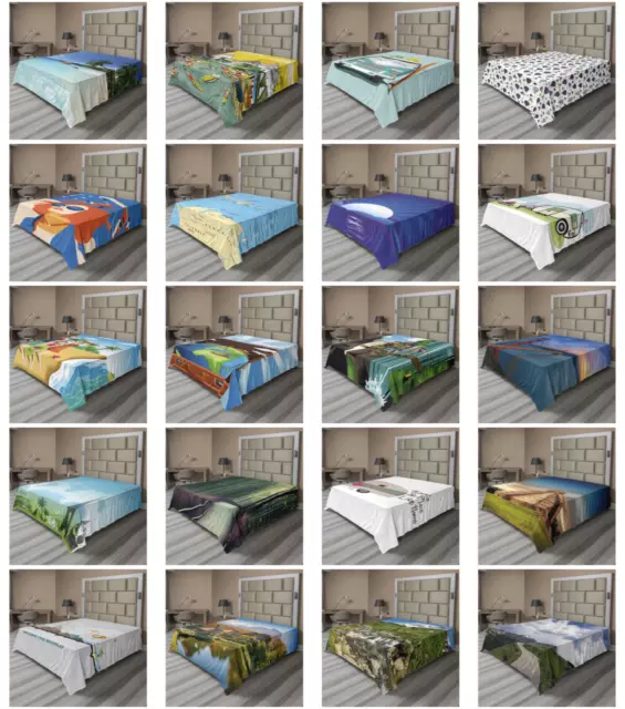 Ambesonne Travel Adventure Flat Sheet Top Sheet Decorative Bedding 6 Sizes