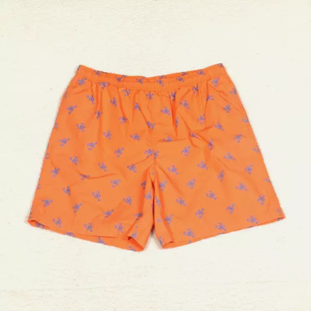 Polo Ralph Lauren Swim Trunks Mens 2XL Orange Lined All Over Lobster Print EUC