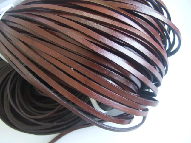 Dark Brown 5mm Flat Real Genuine Leather Cord String Lace Thong Jewellery Making 3
