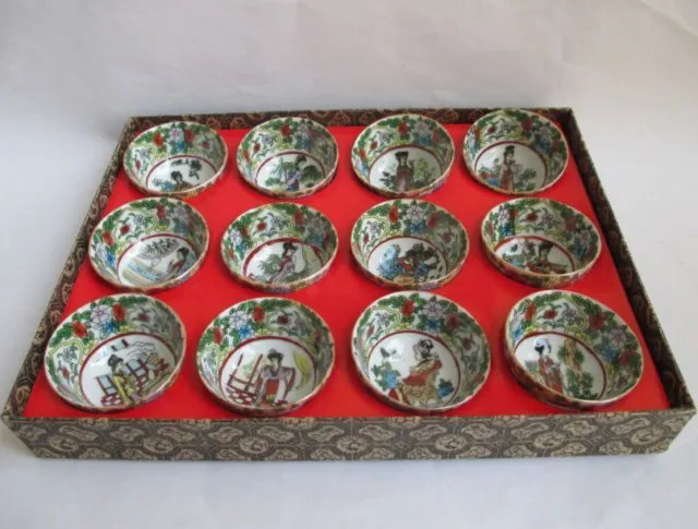 Chinese classic a dream of red mansions glaze bowls tea set 12 characters