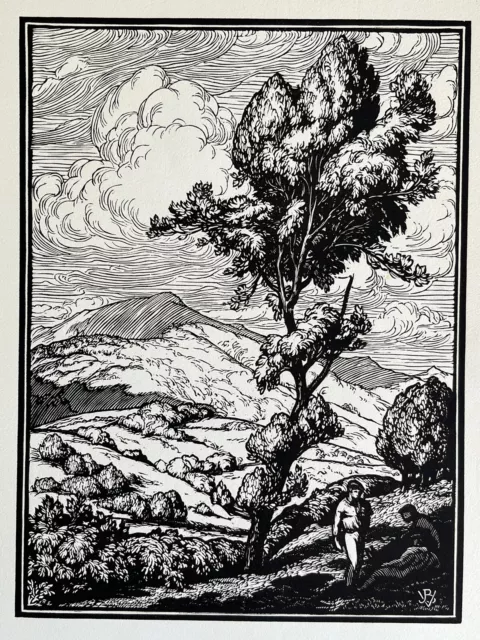 Vettiner woodcut La Rhune Larrun Basque Country Massif Pyrenees